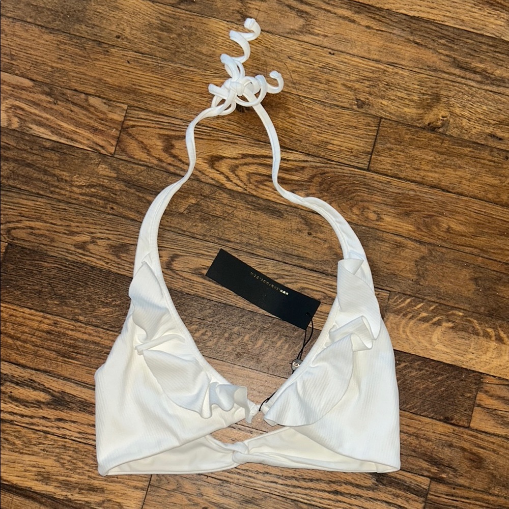 White Halter Bikini Top